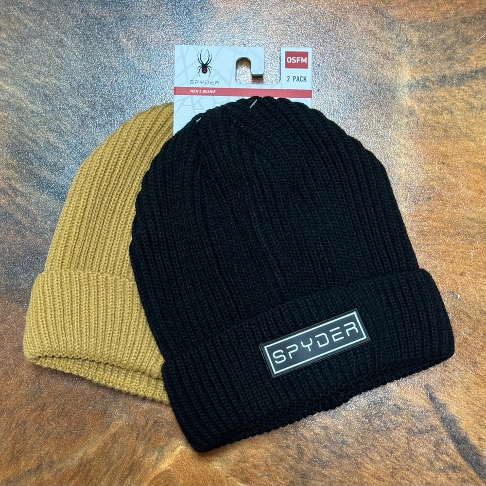 NWT-Spyder Black and Gold Beanie Set